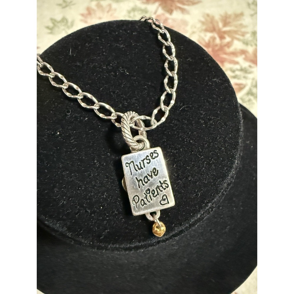 Brighton Nurse Charm Retired Double Sided With Dangling Heart On 925 Bracelet